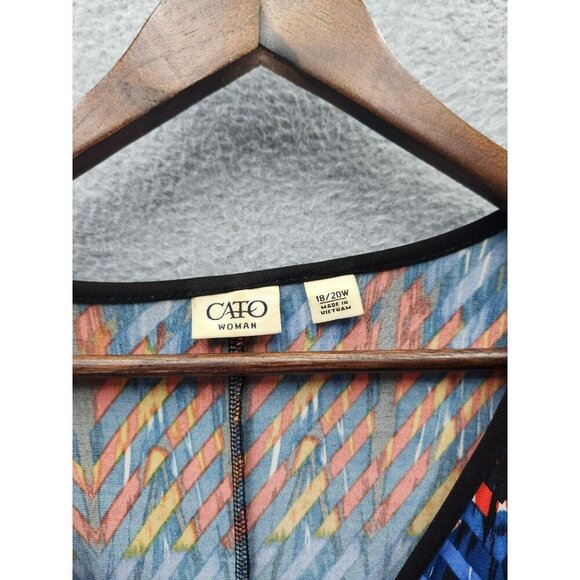 Cato Womens Multicolor Chevron Print Tunic Top 18/20 3/4 Sleeves Lightweight & S - Picture 2 of 5